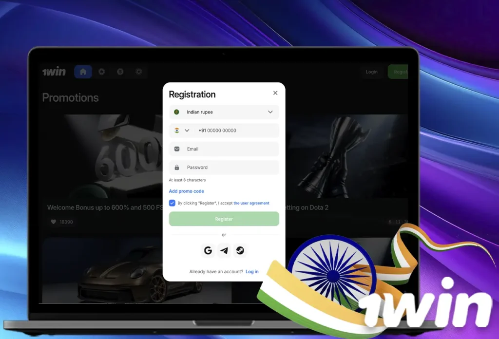 Registration on 1win in India